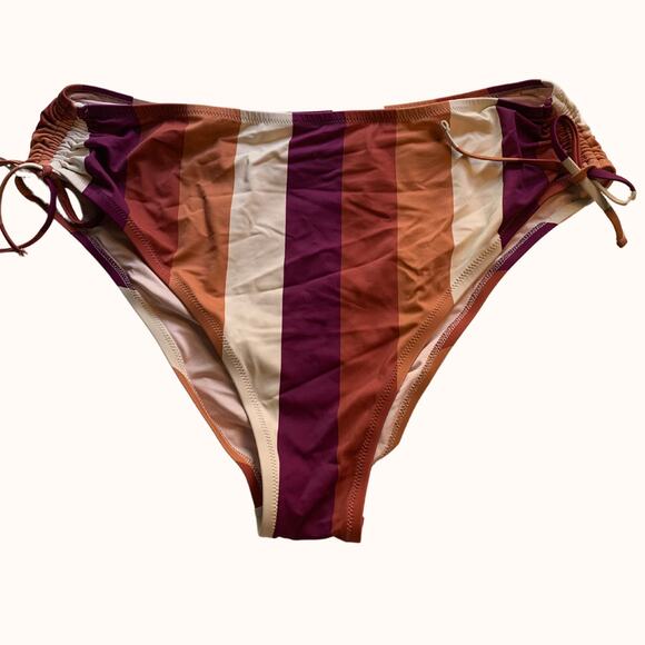 Shade & Shore High Leg Cinch Striped Swim Bottoms XL - free with $20+ bundle - Picture 1 of 4